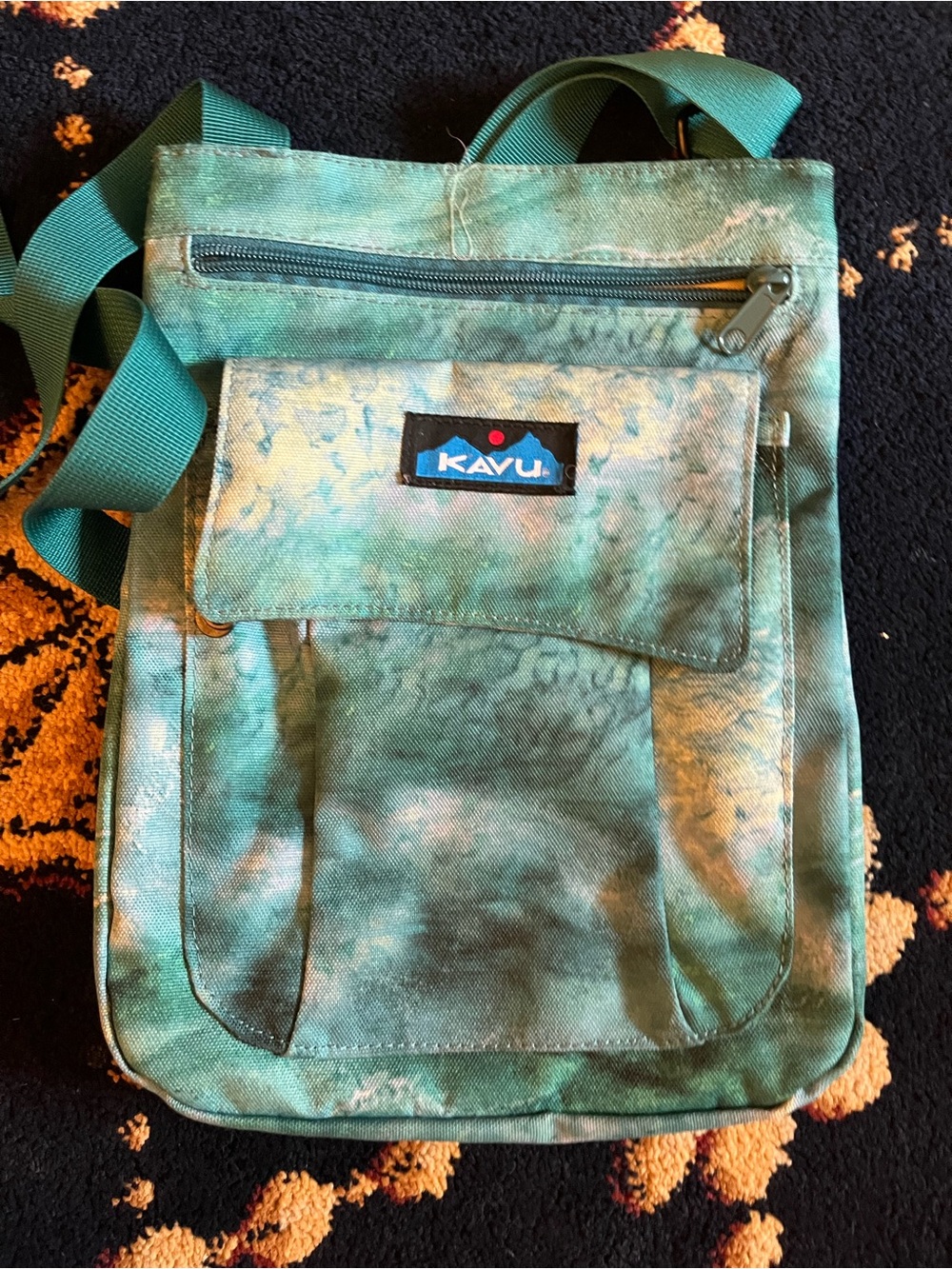 KAVU Teal Tie-Dye Crossbody Bag